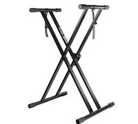 RockJam Heavy Duty Keyboard Stand Double Braced Adjustable - X Frame Digital Piano Stand with Quick Release Height Adjustment, Anti-Collapse Safety Lock, Includes Lessons & Support Straps