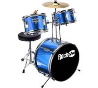 RockJam Kids Drum Kit with Kick Drum Pedal, Drum Stool & Drum Sticks - Blue