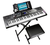 RockJam 61-Key Keyboard Piano Kit with Pitch Bend, Bench, Stand, Headphones, Note Stickers & Lessons