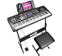 RockJam RJ761-SK 61 Keyboard Piano Kit 61 Key Digital Piano Keyboard Bench Keyboard Stand Headphones Sustain Pedal and Simply Piano Application