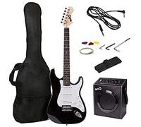 RockJam RJEG01-SK-BK Full Size Electric Guitar Superkit with Guitar Amplifier Guitar Strings Guitar Tuner Guitar Strap Guitar Case and Cable Black
