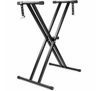 RockJam RJX29 Double Braced Adjustable Keyboard Stand with Locking Straps, Black
