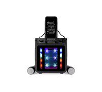 RockJam 10-Watt Rechargeable Bluetooth Karaoke Machine with Two Mics, Lightshow & Voice Effects