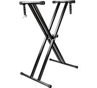 RockJam RJX29 Double Braced Adjustable Keyboard Stand with Locking Straps, Black