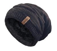 RockJock Mens Winter Knitted Slouch Beanie with R80 Thermal Insulation and Cosy Fleece Lining-Navy
