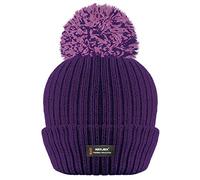 RockJock R40 Ladies Womens Winter POM Ribbed Beanie with Advanced Thermal Insulation HAT, DK Purple, One Size