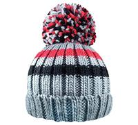RockJock R80 Boys Ribbed Striped Thermal Insulating Bobble Hat - Grey/RED
