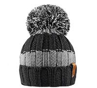 RockJock R80 Kids Girls Boys Ribbed Striped Thermal Insulating Bobble Hat with Cosy Fleece Lining
