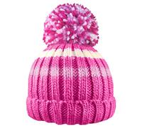 RockJock R80 Kids Girls Boys Ribbed Striped Thermal Insulating Bobble Hat with Cosy Fleece Lining- Cerise