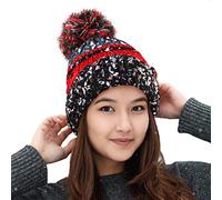 RockJock R80 Thermal Insulating Ribbed Beanie Bobble Hat with Cosy Fleece Lining Black/RED