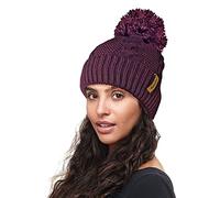 RockJock R80 Warm Chunky Cable Knit Pom Pom Hat with Thermal Insulating Teddy Fleece Liner-Burg Burgundy