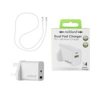 Rockland 20W PD Mains Charger with USB C to Lightning Cable, MFI assured iPhone iPad Wall Adapter, Apple Power Delivery Fast Charging Block