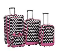Rockland 4 Piece Luggage Set, Pink Chevron, One Size