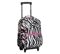 Rockland Double Handle Rolling Backpack, Pink Zebra, 17-inch, Double Handle Rolling Backpack