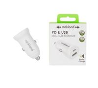Rockland Dual PD USB Car Charger, Fast Charging Vehicle Adapter with Power Delivery, Universal Phone Tablet Charger for iPhone Android Samsung