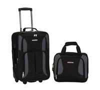Rockland Fashion Softside Upright Luggage Set, Black/Gray,2-Piece Set (14/19)