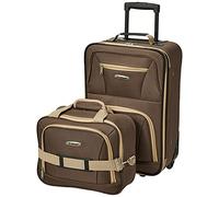 Rockland Fashion Softside Upright Luggage Set, Brown, 2-Piece Set (14/19), Fashion Softside Upright Luggage Set