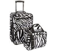 Rockland Fashion Softside Upright Luggage Set, Zebra, 2-Piece Set (14/19), Fashion Softside Upright Luggage Set