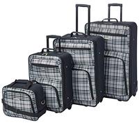 Rockland Luggage 4 Piece Luggage Set, Black Plaid, One Size