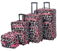 Rockland Luggage 4 Piece Luggage Set, Pink Giraffe, One Size