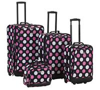 Rockland Luggage 4 Piece Printed Luggage Set, Mulpink Dots, Medium