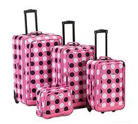 Rockland Luggage Dot 4 Piece Luggage Set, Pink Dot, One Size