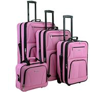 Rockland Luggage Journey Softside Upright Set, Pink, 4-Piece Set (14/19/24/28), Journey Softside Upright Luggage Set
