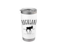 Rockland Maine USA with Moose Design Souvenir Stainless Steel Insulated Tumbler