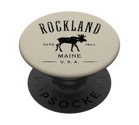 Rockland Maine USA with Moose Distressed Design Souvenir PopSockets Adhesive PopGrip