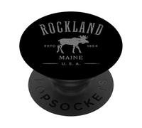 Rockland Maine USA with Moose Distressed Design Souvenir PopSockets Adhesive PopGrip