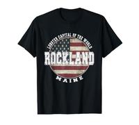 Rockland Maine, Vintage American Flag Value Graphic T-Shirt