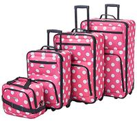 Rockland Polka Softside Upright Luggage Set, Pink Dots, 4-Piece Set (14/19/24/28),