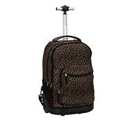 Rockland Single Handle Rolling Backpack, Leopard, 19-inch, Single Handle Rolling Backpack