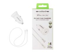 Rockland USB C PD In-Car Fast Charger with 1.2m USB C to iPhone Lightning Cable