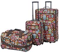 Rockland Vara Softside 3-Piece Cabin Luggage Set, owl, Standard Size, Vara Softside Luggage Set 3 Pieces