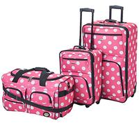 Rockland Vara Softside 3-Piece Upright Luggage Set, Expandable,Lightweight,Telescopic Handle,Wheel, Pink Dots, 20 inches,22 inches,28 inches, PINKDOT, One Size, Melbourne Hardside Expandable Spinner