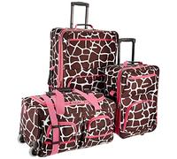 Rockland Vara Softside 3-Piece Upright Luggage Set,Expandable, Pink Giraffe, (20/22/28), PINKGIRAFFE, One Size, Melbourne Hardside Expandable Spinner Wheel Luggage