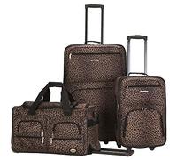 Rockland Vara Softside 3-Piece Upright Luggage Set, Leopard (20/22/28),