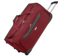 Rocklands® Lightweight Wheeled Holdall Medium Duffle Trolley Suitcase Thick Heavy-Duty Cross Nylon EVA-Backed Front, Hard Base Travel Bag (Medium - 28" (H72xW37xD36 cm), Burgundy)