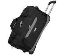 Rocklands® Lightweight Wheeled Holdall Small Duffle Trolley Suitcase Thick Heavy-Duty Cross Nylon EVA-Backed Front, Hard Base Carry On Travel Bag (Small - 20" (H52xW32xD30 cm), Black)
