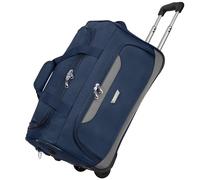 Rocklands® Lightweight Wheeled Holdall Small Duffle Trolley Suitcase Thick Heavy-Duty Cross Nylon EVA-Backed Front, Hard Base Carry On Travel Bag (Small - 20" (H52xW32xD30 cm), Navy)