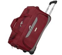 Rocklands® Lightweight Wheeled Holdall Small Duffle Trolley Suitcase Thick Heavy-Duty Cross Nylon EVA-Backed Front, Hard Base Carry On Travel Bag (Small - 20" (H52xW32xD30 cm), Burgundy)
