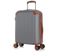 Rocklands London Cabin Suitcase 55x40x20cm Hard Shell Lightweight Carry On Travel Case 4 Wheels, Corner Guards & TSA Lock | 10kg Cabin Bag for Ryanair, easyJet & 100+ Airlines, Grey, Small 20"