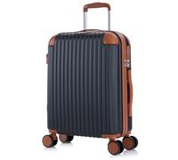Rocklands London Cabin Suitcase 55x40x20cm Hard Shell Lightweight Carry On Travel Case 4 Wheels, Corner Guards & TSA Lock | 10kg Cabin Bag for Ryanair, easyJet & 100+ Airlines, Black, Small 20"