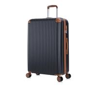Rocklands London Suitcase Large 28 Inch Hard Shell Lightweight Checked Luggage with 360° Rubber Spinner Wheels Durable Travel Case Telescopic Handle, TSA Lock, Black