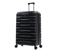 Rocklands London Suitcase Large 29 Inch Hard Shell Lightweight Checked Luggage with 360° Rubber Spinner Wheels Durable Travel Case Telescopic Handle, TSA Lock (Black)