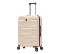 Rocklands London Suitcase Medium 25 Inch Hard Shell Lightweight Checked Luggage with 360° Rubber Spinner Wheels Durable Travel Case Telescopic Handle, TSA Lock (Cream)