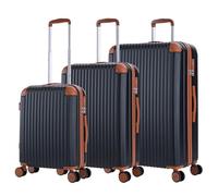 Rocklands London Suitcase Small Medium Large Lightweight Hard Shell Luggage Set, 4 Dual Spinner Wheels Travel Bag TSA Lock, Durable Travel Suitcase, Black