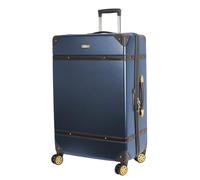 Rocklands London® Vintage Suitcase 4 Wheel Spinner TSA Approved Lock- PC Hard Shell Luggage Aluminium Handle (Navy, Large (80x52.5x29cm))