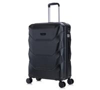 Rocklands® Medium Suitcase Hard Shell Thick ABS with TSA Combination Lock, 4 Dual Spinner Wheels, Lightweight Luggage Durable Travel Trolley Case (Black, Medium 24 Inch)